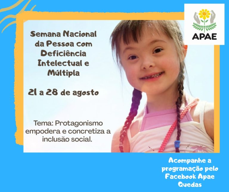 Semana Nacional da Pessoa com Deficiência intelectual da Apae contará com palestras virtuais