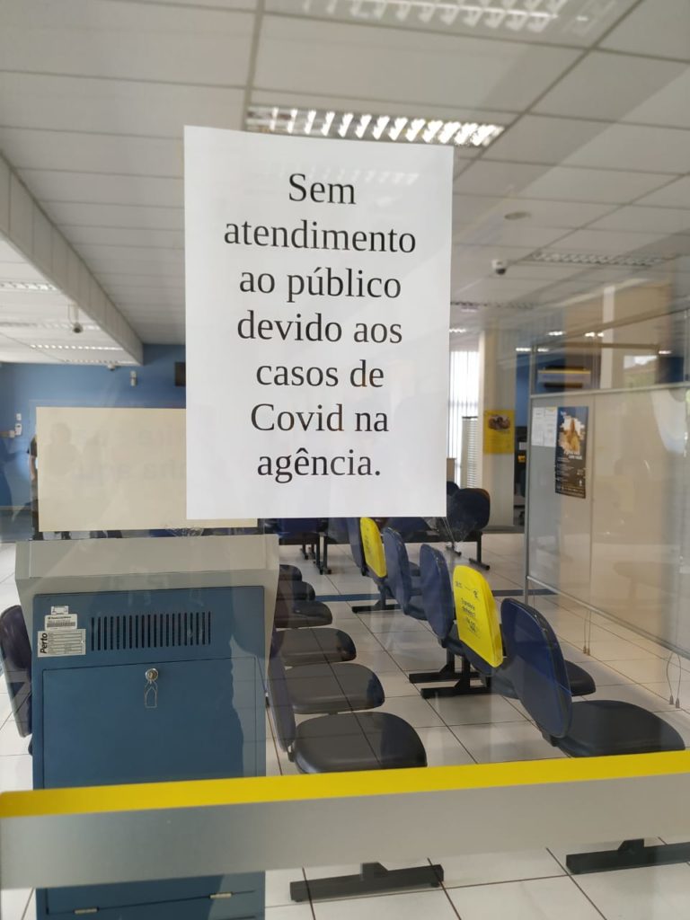 Covid-19: Agência do Banco do Brasil está lacrada e no boletim de hoje mais de 130 ativos